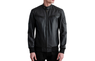 Sven Black Leather Bomber Jacket