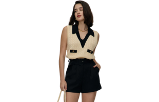 The Apricot Collared Colorblock Knit Tank Top