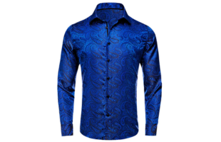 Ties2you Shirt for Men Cobalt Blue Jacquard Woven Paisley Silk Shirt