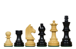 Turnier Staunton Schachfiguren mit deutschem Ritter aus Ebonisierten Buchsbaum (3" König)