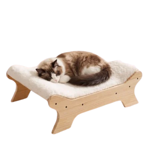 Veehoo Elevated Wooden Cat Bed for Cats and Small Dogs