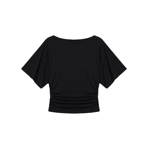 Damen Schwarze Bindung Raffung Tops | CicyBell