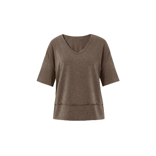 Damen Braune Sommer V-Ausschnitt T-Shirts | CicyBell