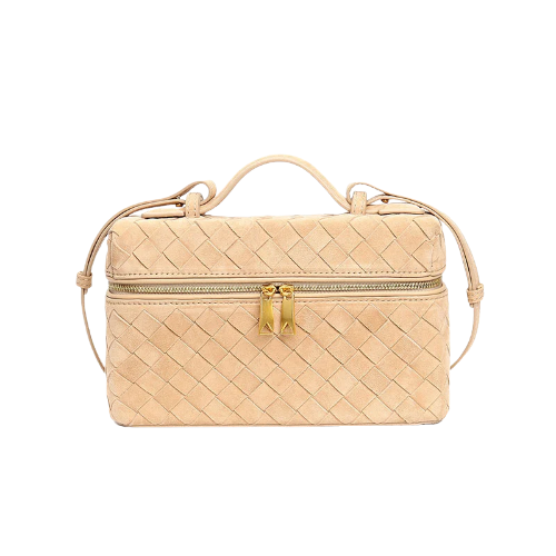 Damen Minimalistische Woven Suede Lammleder Crossbody Box Top Handle Tasche