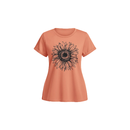Damen Orange T-Shirts Kurzarm | CicyBell