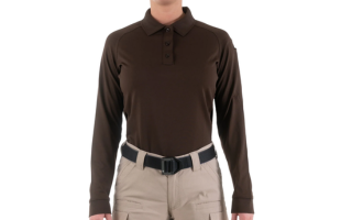 Damen Performance Langarm Polo - Kodiak Braun