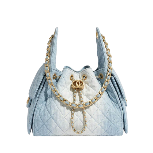 Damen Quilted Canvas Chain Hobo Tasche mit goldener Hardware