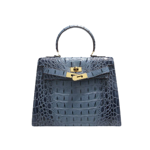 Damen Vintage Krokodil-Prägung Split-Leder Schultergurt Top-Handtasche In Gold Hardware